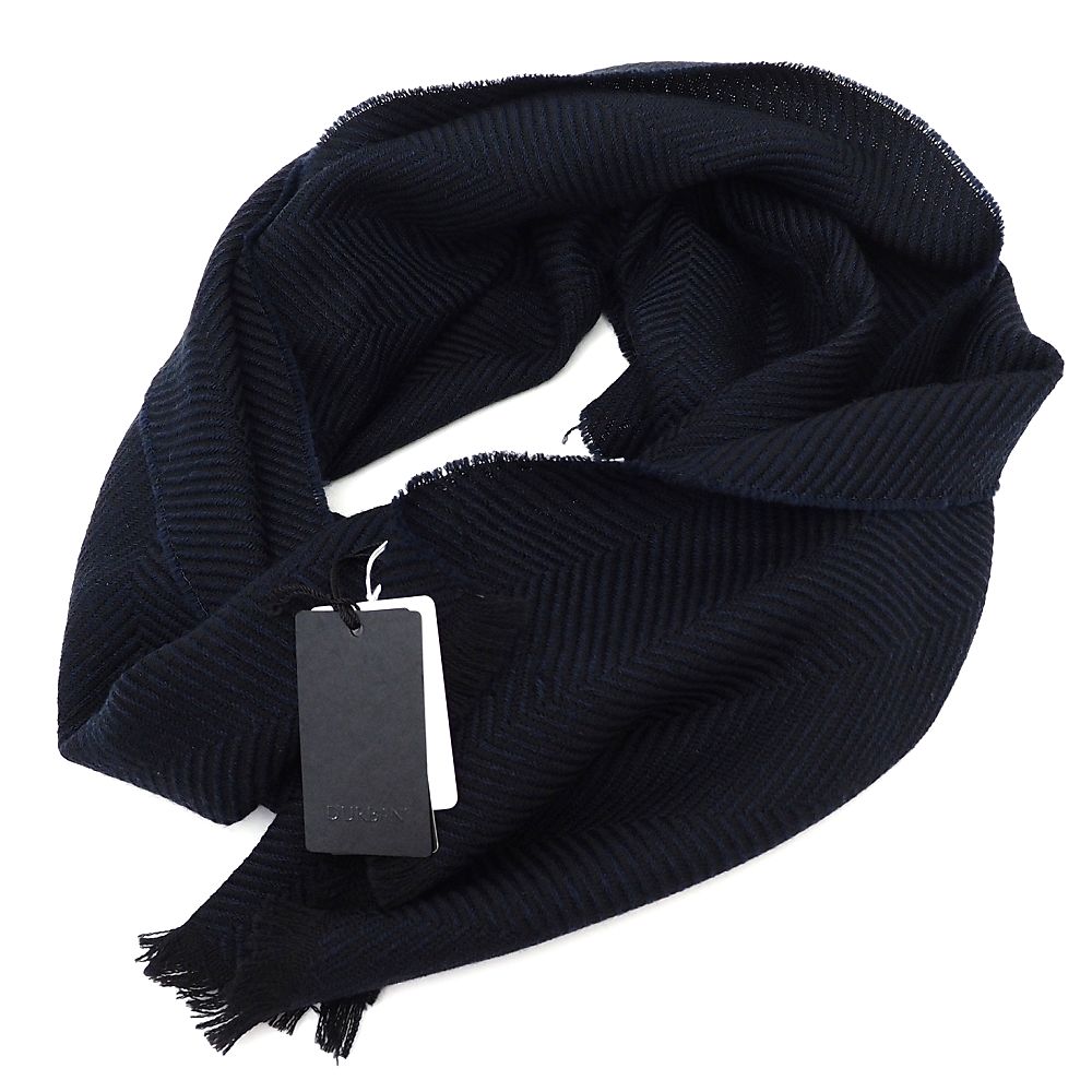 未使用品 D'URBAN マフラー ブラック/ネイビー イタリア製 ダーバン メンズ 5P3/C06303/KCT06/LP