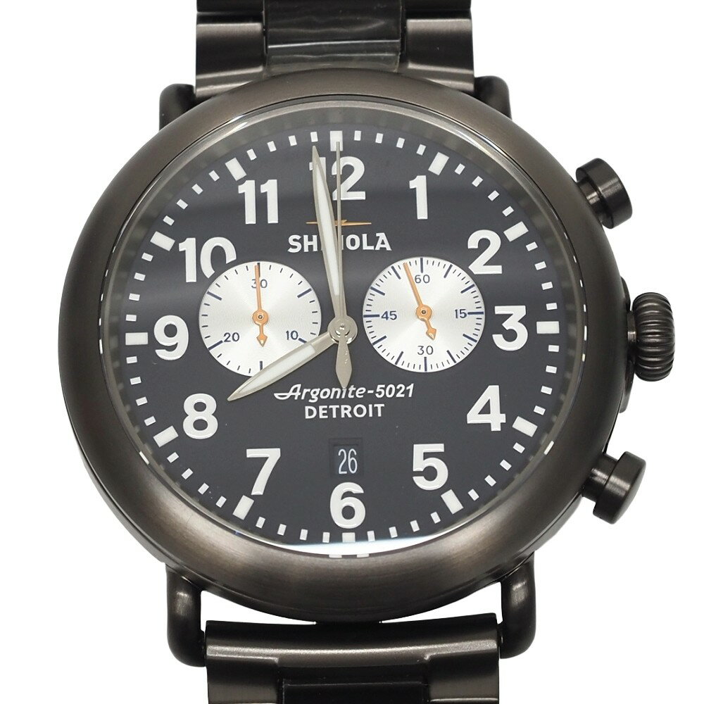 未使用品 SHINOLA RUNWELL Two Dial Chrono 腕時計 【サイズ：47mm】 ブラック/ガンメタル アメリカ製 シャイノラ メンズ 5CH/J01108/LEB14/HM/RR/SYM