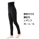 腹巻付き 裏起毛 レギンス 10分丈 (外側ナイロン)(M-L・LL)(日本製) スパッツ 大きいサイズ レディース ts-135