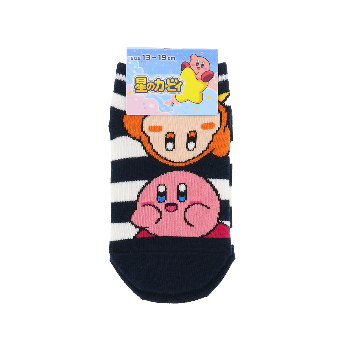【キッズ13-19cm】カービィとワドルディ ボーダー柄 ソックス 13-19cm スニーカー丈 子供用 星のカービィ 任天堂 福助 靴下 fk-185-24h1-700のサムネイル