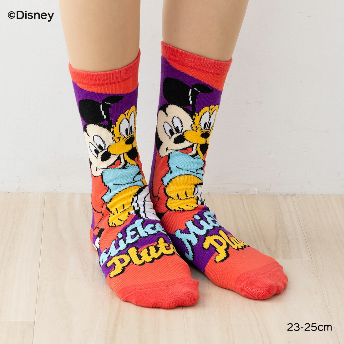 【ミッキーマウス】ミッキーとプルート ハグ レディースソックス 23-25cm ディズニー スモール・プラネット 靴下 sp-ds5075j D1PK
