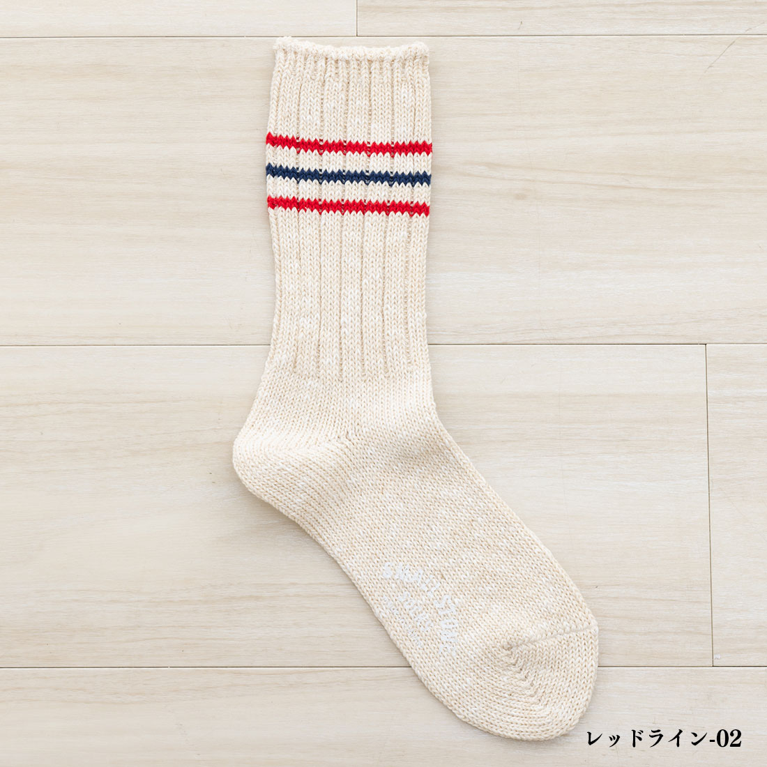 SMALL STONE SOCKS 太リブ3x1 綿麻 ラインクルーソックス 22-25cm 全2色 日本製 レディース 靴下 リネン SO1152