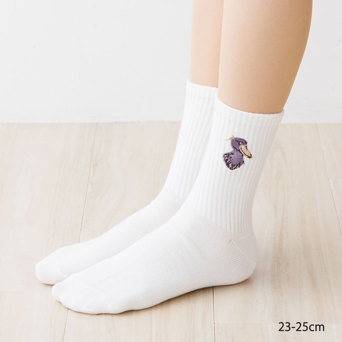 Rakuten - ハシビロコウ刺繍 クルーソックス 白 23-25cm レディース 靴下 STREAM as-ans020-b