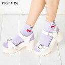 Point Me チェリーワンポイント ロークルーソックス 10cm丈 (23-25cm)(全4色)(日本製) レディース 靴下 スニーカー丈 さくらんぼ kw...