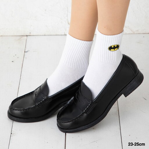 バットマン ロゴ ワンポイント刺繍 クルーソックス 白 23-25cm スクールソックス BATMAN レディース sp-wbbt544j バットマン ロゴ ワンポイント刺繍 クルーソックス 白 23-25cm スクールソックス BATMAN レディース sp-wbbt544j