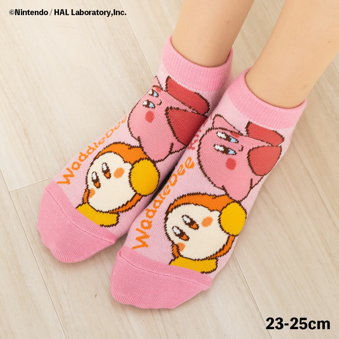 【星のカービィ】カービィ ワドルディ 横向き柄 スニーカー丈ソックス 23-25cm レディース 靴下 任天堂 fk-385-23v7-170のサムネイル