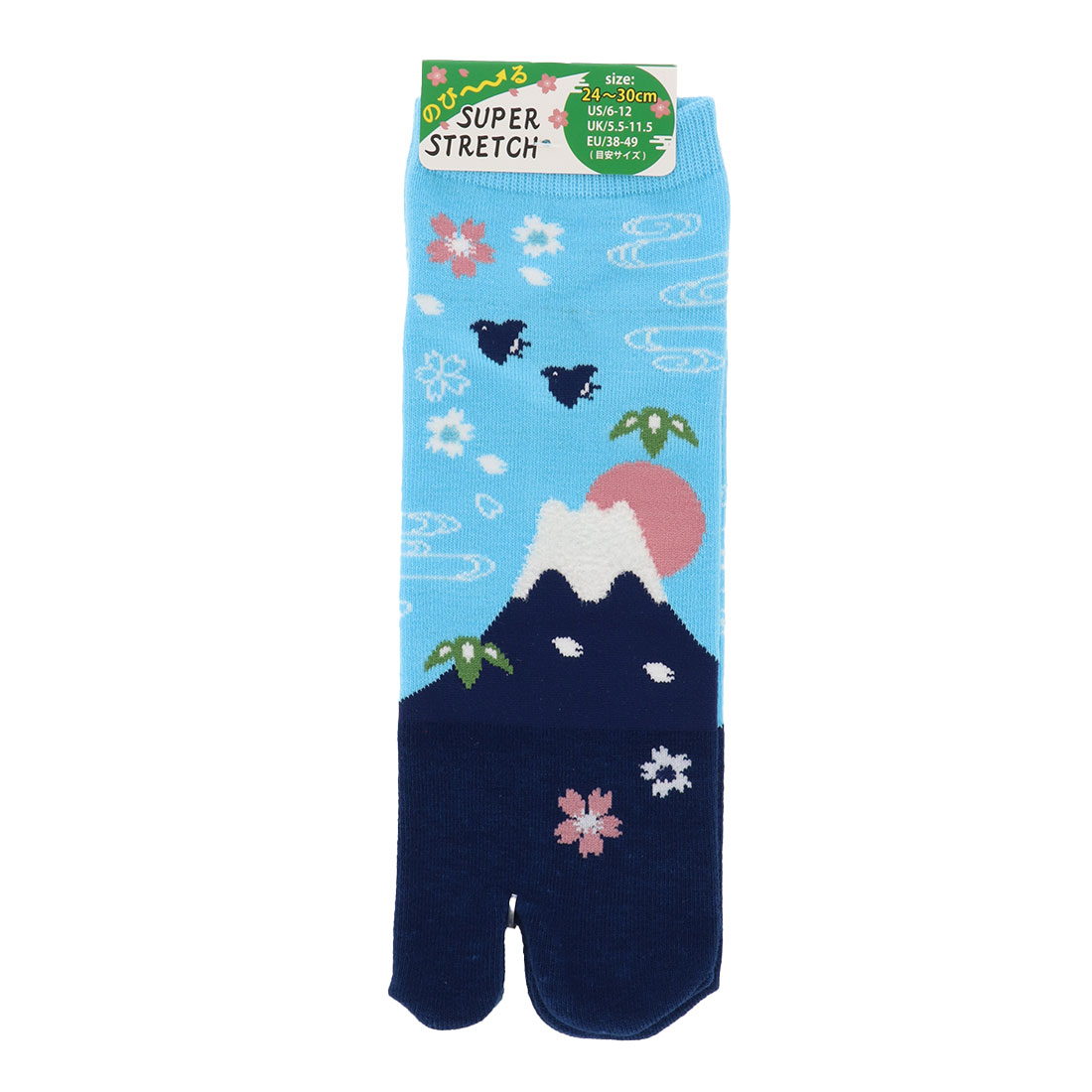 Rakuten - 富士山柄　大寸足袋ソックス　スニーカー丈　24-30cm(us/6-12・uk/5.5-11.5・eu/38-49)　ターコイズ　おみやげ tj-mr015r D1PK