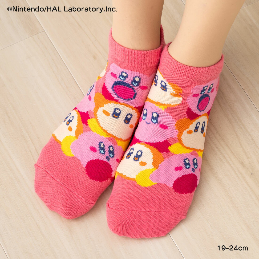 星のカービィ ワドルディ 総柄 スニーカー丈ソックス 19-24cm レディース　靴下　ピンク　任天堂 fk-385-14g2-140のサムネイル