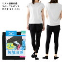 ミズノ 接触冷感 スポーツレギンス 10分丈 最大-4℃差 黒 M-L・L-LL レディース UVカット 吸汗速乾 岡本 om-464-233