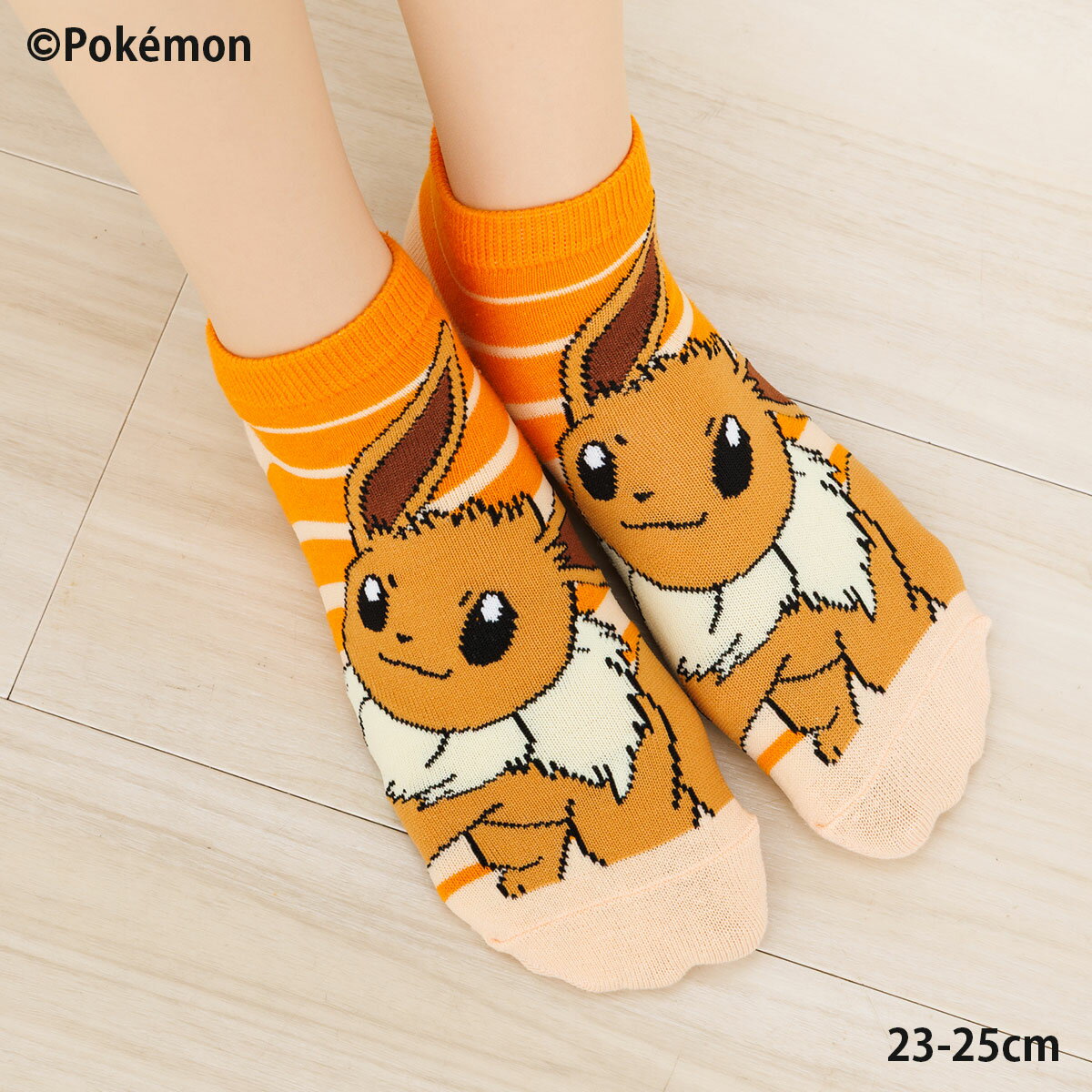 乐天商城 - ポケットモンスター イーブイ ボーダー オレンジ スニーカー丈ソックス 23-25cm レディース 靴下 ポケモン sp-pm1831j