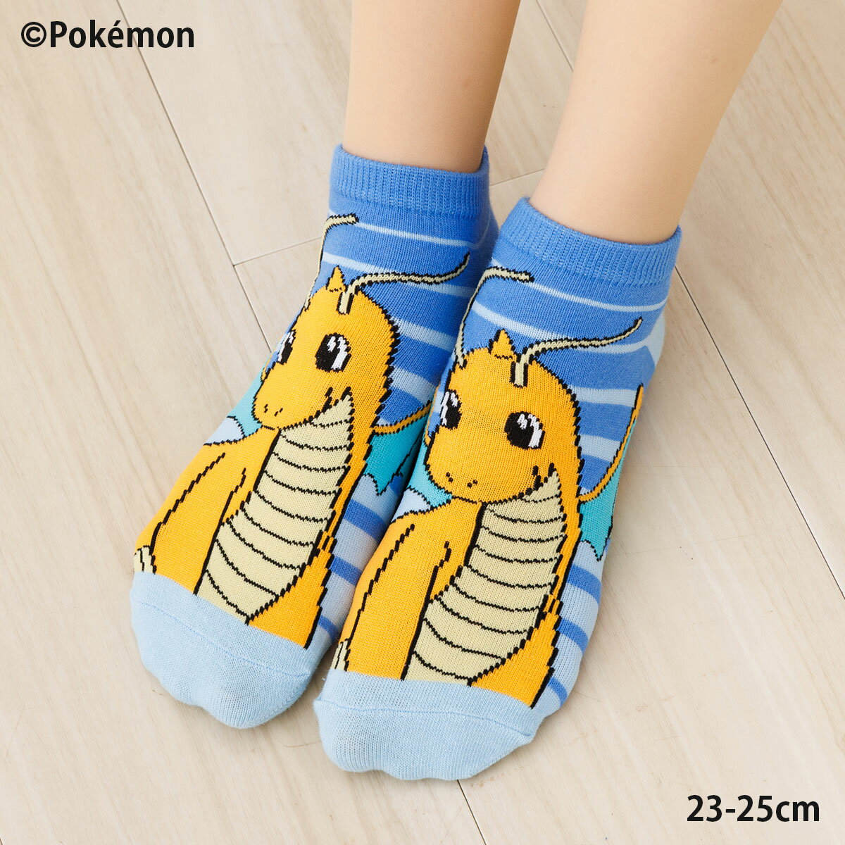 Rakuten - ポケットモンスター カイリュー ボーダー ブルー スニーカー丈ソックス 23-25cm レディース 靴下 ポケモン sp-pm1837j