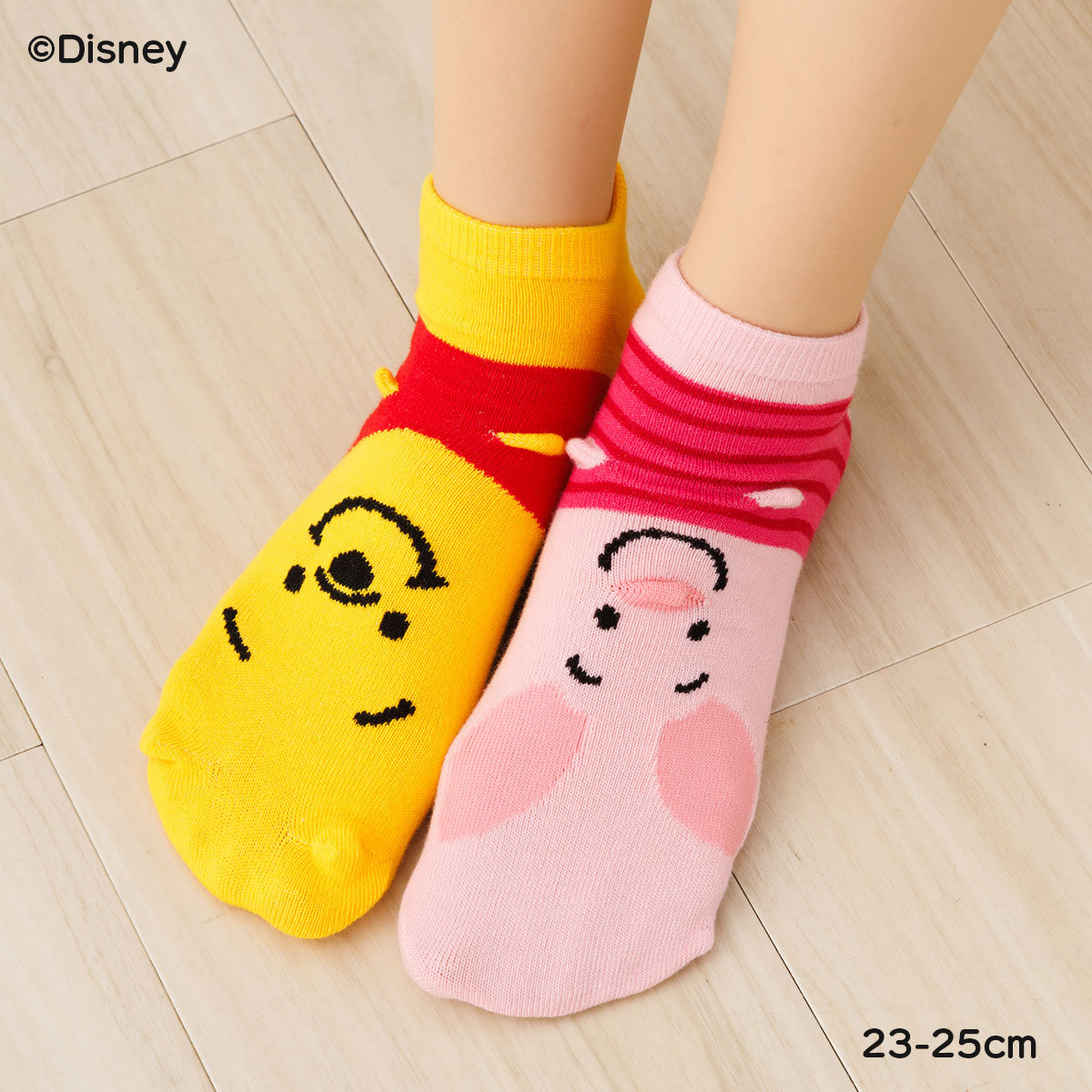 Rakuten - プーさん ピグレット 左右柄違い パペットソックス 23-25cm スニーカー丈 靴下 レディース ディズニー wi-dpl-77-2003-052 D1PK