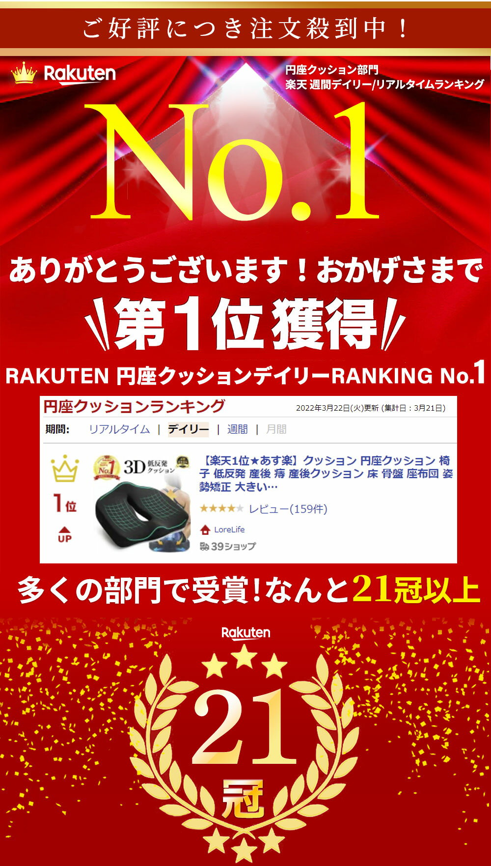 【楽天1位★21冠受賞！】クッション 円座クッション 椅子 低反発 産後 痔 産後クッション 床 骨盤 座布団 姿勢矯正 大きい 骨盤矯正 グッズ ドーナツクッション 椅子用 車 骨盤クッション 車椅子 痔 デスクワーク 最新3D