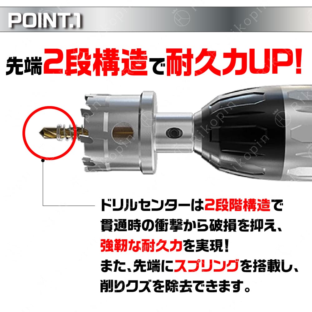 ホールソー ホールソーセット 超硬 セミロング 10pcs ツバあり ホルソー専用アルミ製ハードケース付き ステンレス 鉄用 HSS ハイス鋼 収納 紛失防止 3