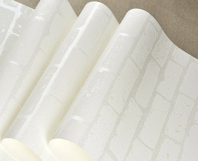 【クーポンで最大2000円OFF】 壁紙 3D 壁紙 壁紙 ホワイト レンガ 10m×53cm のりな...