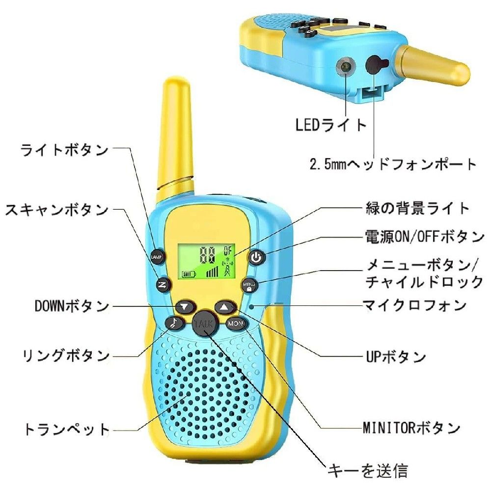 商品盛りだくさん楽天市場店の子供トランシーバー 3台セット 子供用 TRH388 特定省電力アマチュア無線機 免許資格不要 ハンズフリー（VOX）機能 操作簡単 大人と子供が使用できます、総務省技術基準適合商品技適 特定小電力｜アングル2