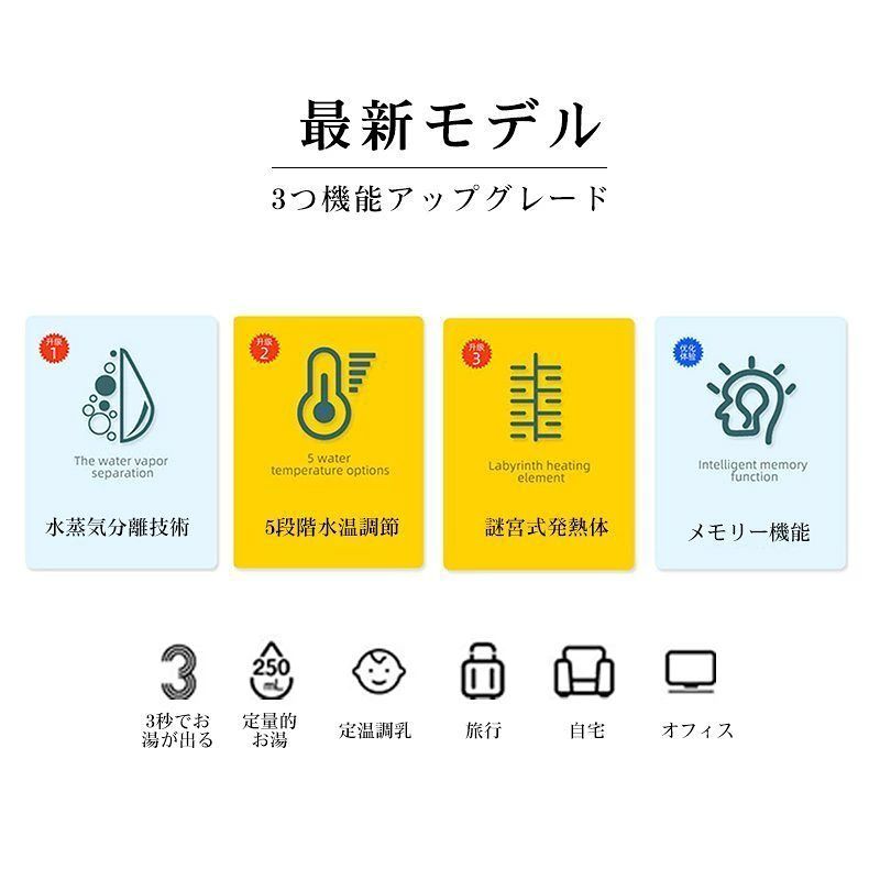 商品盛りだくさん楽天市場店のポータブルウォーターサーバー 瞬間湯沸かし 一人暮らし 卓上 父の日 衛生 ペットボトル 安 5段階水温調節 おしゃれ｜アングル3