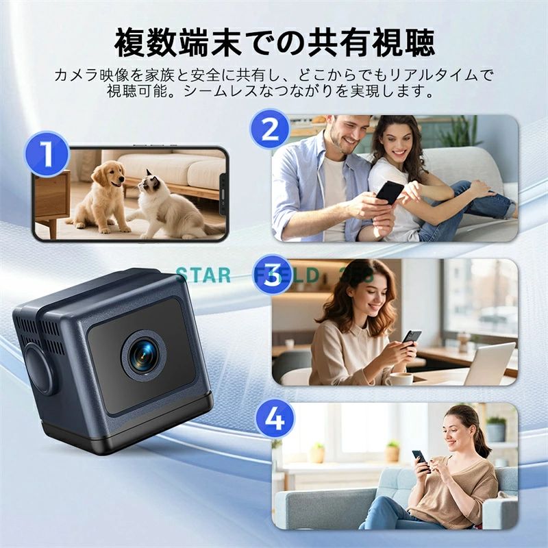 ミニ監視カメラ 小型防犯カメラ Wi-Fi 遠隔 スマホ確認 赤外線ナイトビジョン 動体...