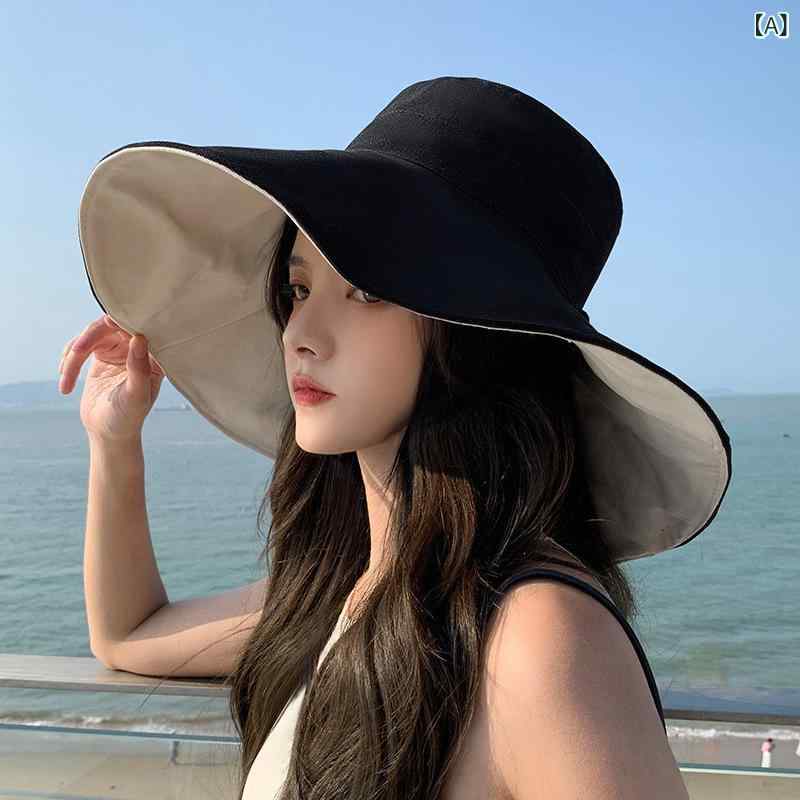 かわいい 夏用 遮陽帽 ブルー 折り畳み可能 大つば 紫外線カット 甘め 折りたたみ ...