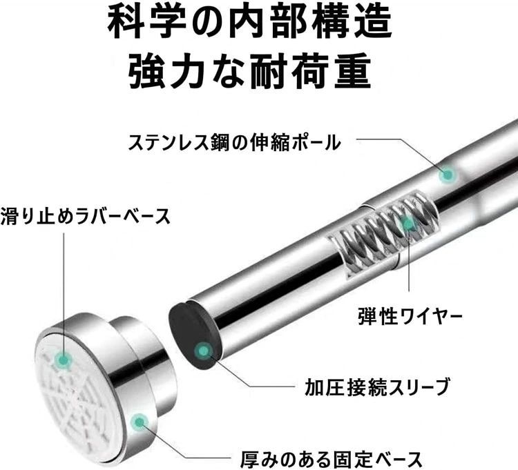 家具転倒防止用突っ張り棒 直径33mm 伸縮棒 ステンレス製 2個セット 耐震対策 取付...