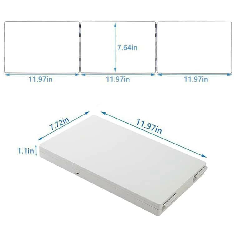 USB充電式 三面 セルフカット 明るさ無段階調整 LEDライト付 鏡 立体 コンパクトミ...