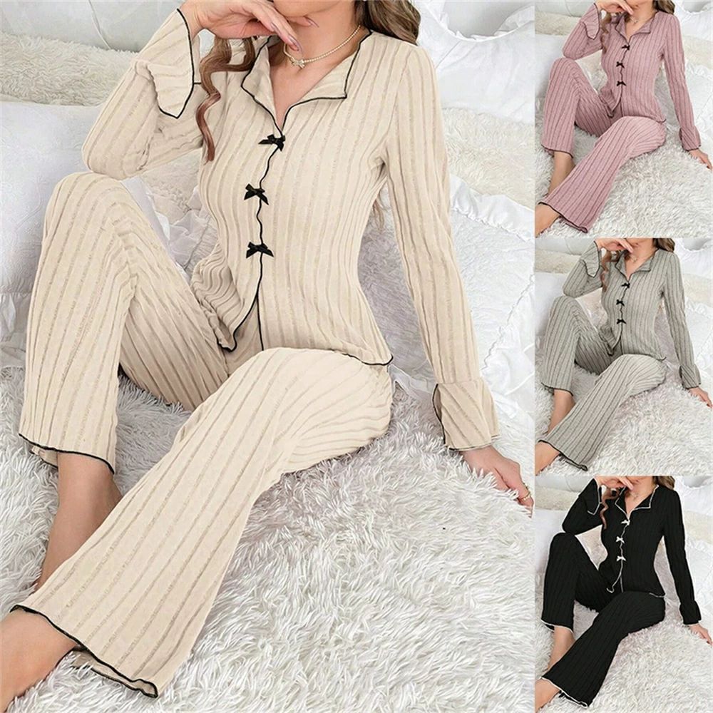 Rakuten - 当店人気商品 パジャマ 前開き 女性用パジャマ 寝巻き レディース 長袖 春 秋 冬 ルームウェア シャツ 上下セット ピンク パジャマ 可愛い バレンタインデー ナイトウエア 長袖長ズボンを上品にく