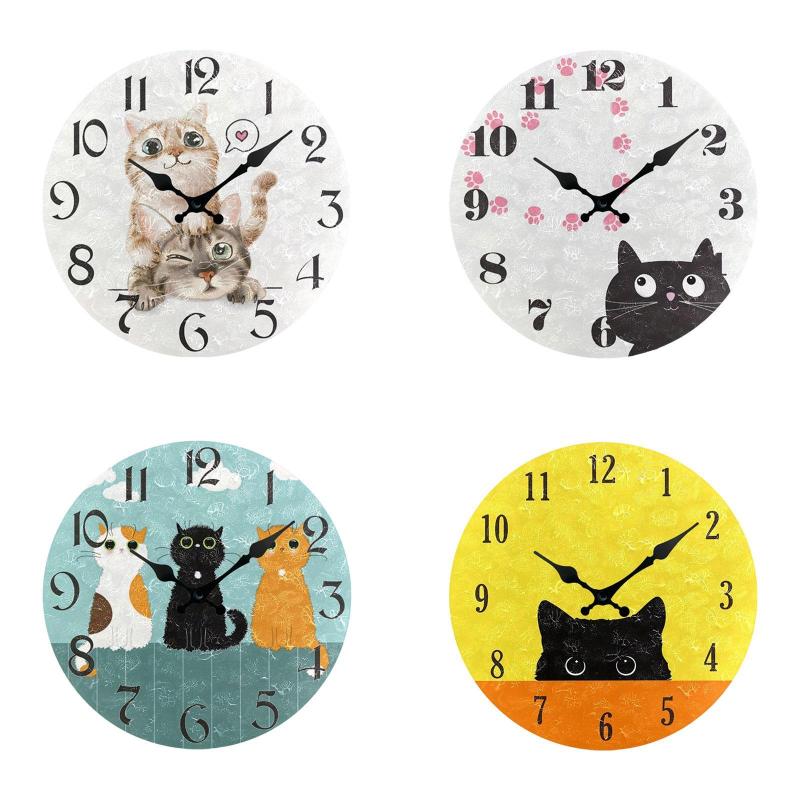 Rakuten - 可愛らしい猫の壁時計 モダンなデザイン 掛け時計 寝室やリビングに最適