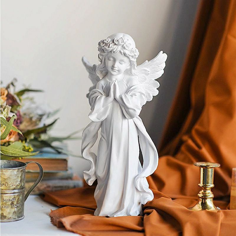 Rakuten - 2点以上送無 Angle エンジェル 天使像 ホワイト 白 オブジェ かわいい 縁起物 工芸品 彫像 おしゃれ 天使の置物 祈り 人形 インテリア雑貨 室内飾り 癒し グッズ エンジェルシリーズ 女の子 プレゼント 誕生日 お祝い 記念日 贈り物に IwaiLoft