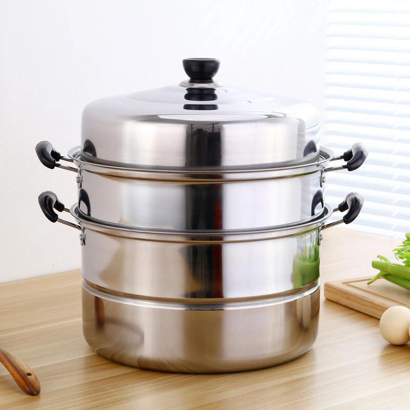 蒸し器 IH対応 満菜 樹脂加工 深型 NEW 蒸しもの鍋 三段 ステンレス 3種類サイズ 各種熱源対応 蒸鍋 鍋蓋付 蒸し鍋