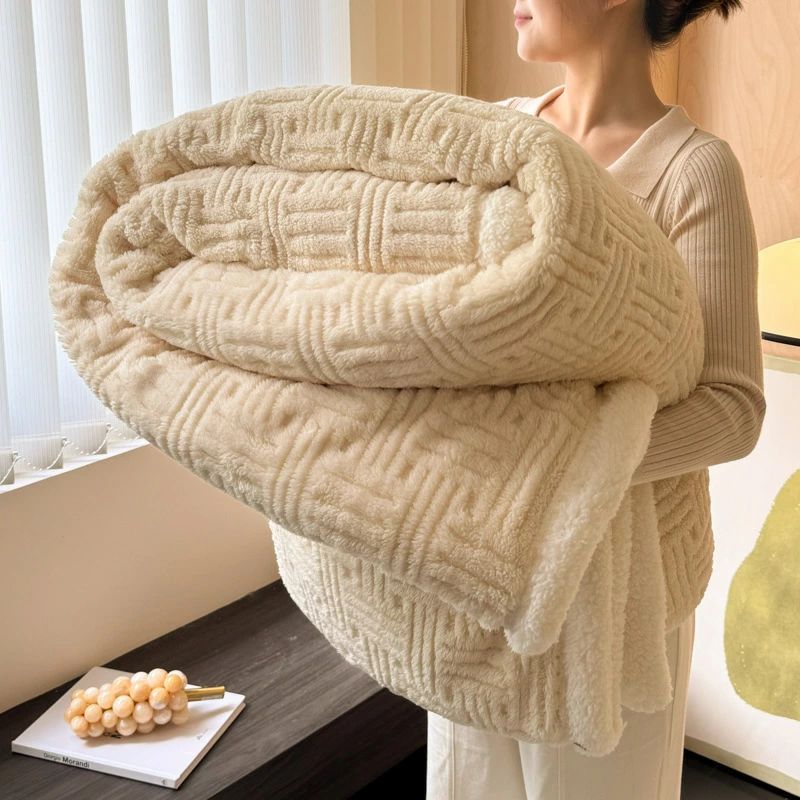 Rakuten - 防ダニ 毛抜けない 膝掛け 軽量掛け毛布 抗菌防臭 シングル 冬 大判 北欧風ボア ブランケット 厚手 可愛い 静電抑制