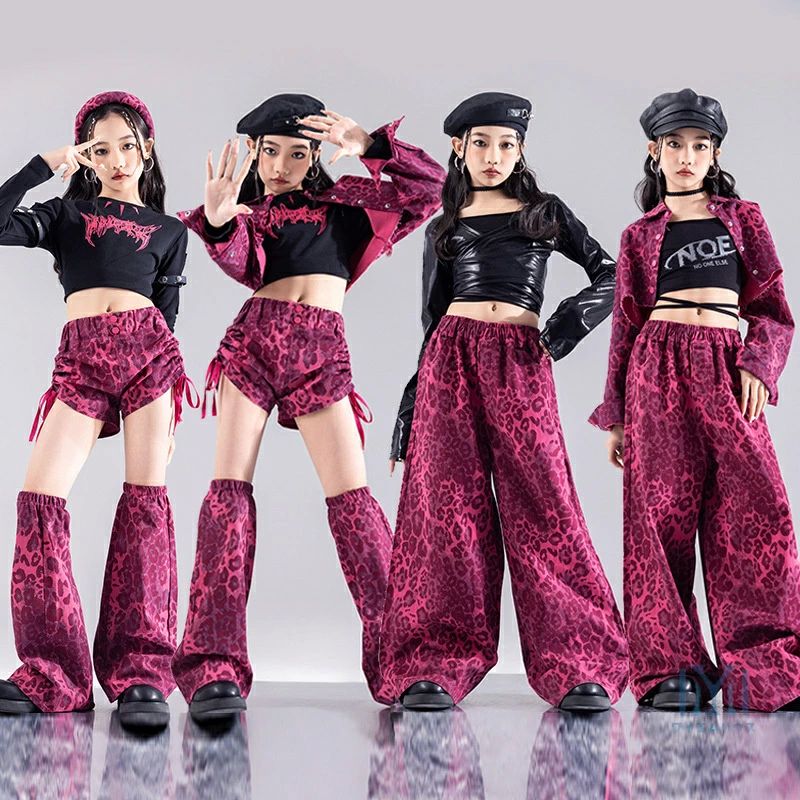 Rakuten - ロングパンツ 長袖トップス ヒップホップ 豹柄 jazz 女の子 k-pop衣装 ジャケット ヒョウ柄 ジャズダンス キッズ ダンス衣装 黒