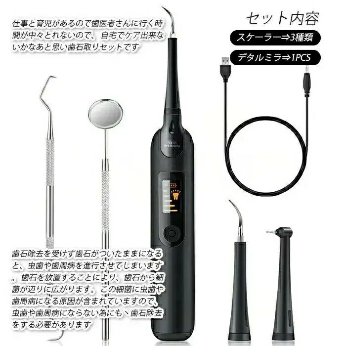口腔洗浄器 音波 歯石取り 超音波 自分 歯石 除去 電動 スケーラー オーラルケア用...