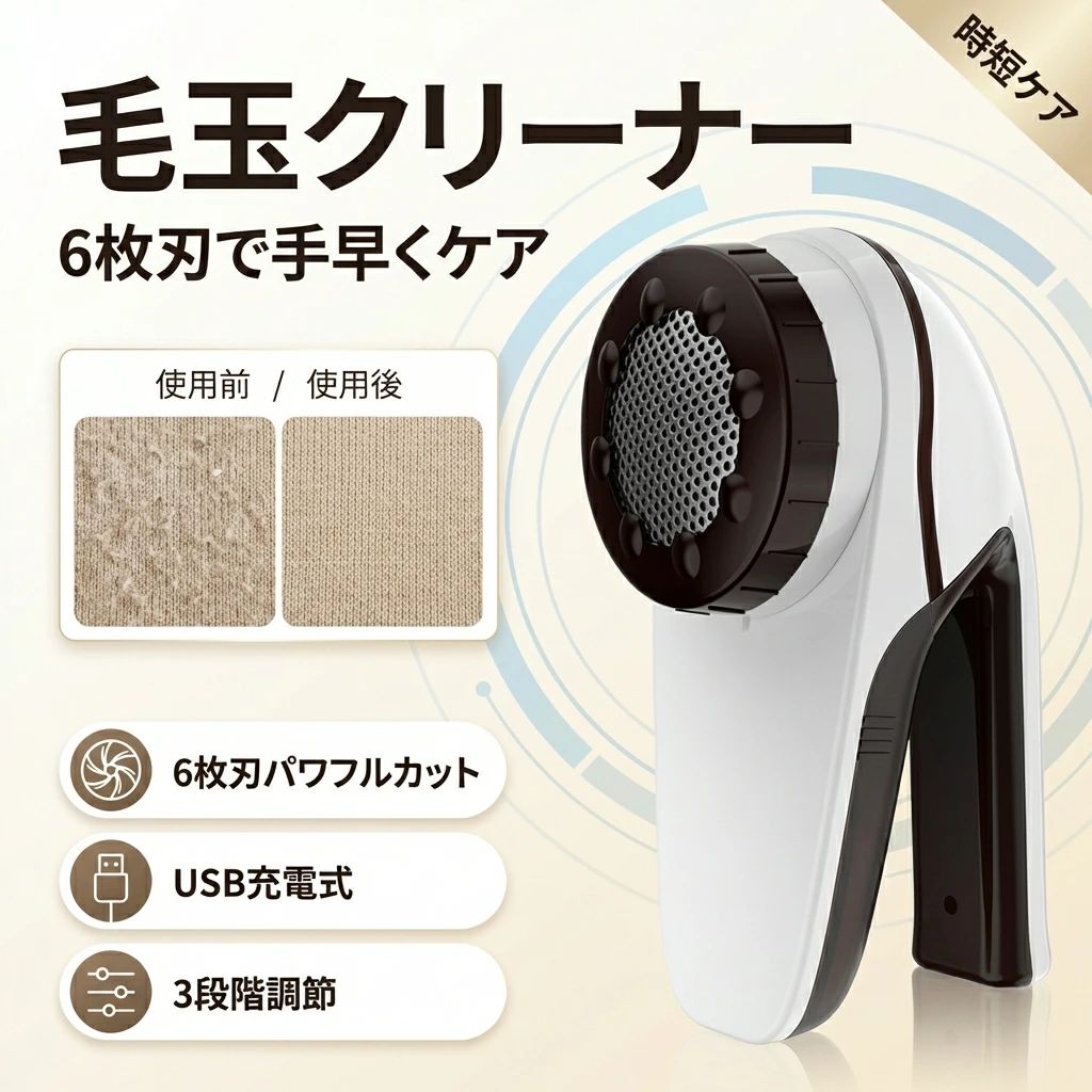 【6枚刃で手早くケア】毛玉取り電動 毛玉クリーナー 毛玉取り器 けだまとり 電動毛玉取り機 USB 3段階調 生地を傷めない 毛玉とり クリーナー プレゼント ポイント消化 ギフト 人気 おすすめ 新生活 母の日 父の日 誕生日