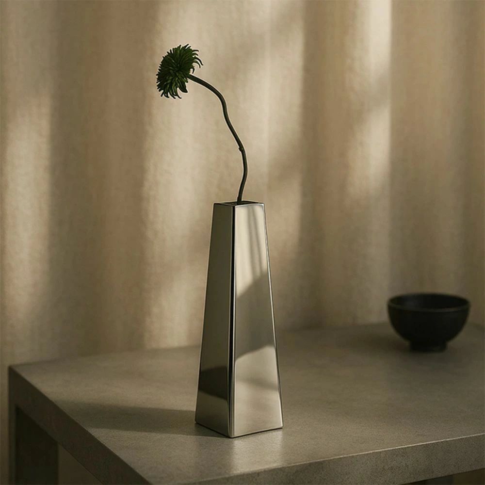 Crystal Products - 寝室 手作り 置物 玄関 フラワーベース モダン おしゃれ 造花 洋室 シルバー 304ステンレス製 和室用 わびさび風 インテリア 新生活 雑貨 高級 プレゼント 花器 ホテル 生花 アート作品 店舗 母の日 一輪挿し 枝物 モダン ギフト 花瓶 花瓶 引っ越し