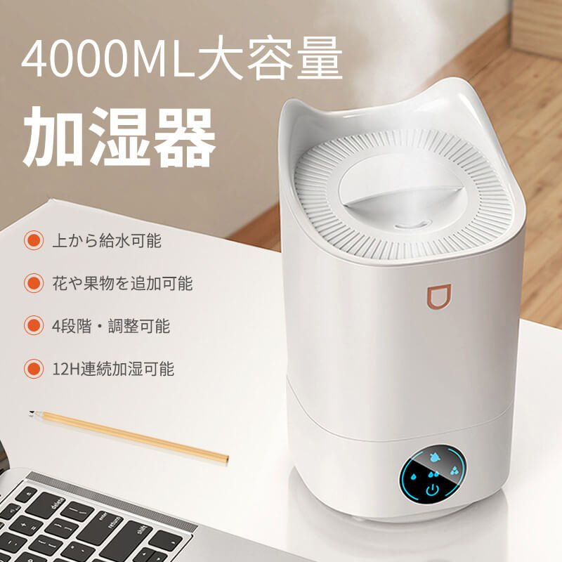 加湿器 ダブルノズル 上から給水 4000ml大容量 アロマ加湿器 卓上 ナノ噴霧器 タイマー付き 静音 オフィス 寝室 子供部屋 省エネ 節電 小型 長時間 リビング シンプル 保湿 ポイント消化 プレゼント ギフト 人気 おすすめ 新生活 母の日 父の日 誕生日