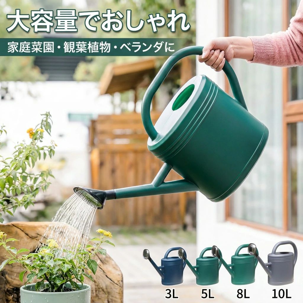 【大容量でおしゃれ】ジョウロ じょうろ 水差し じょうご 園芸バケツ 散水ジョウロ プラスチック製 3/5/8/10L 家庭菜園 観葉植物 ベランダ ガーデニング 室内 室外 園芸用品 ポイント消化 プレゼント ギフト 人気 おすすめ 新生活 母の日 父の日 誕生日