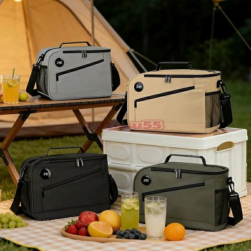 スマート温度表示 保冷保温バッグ クーラーバッグ 33×18×23cm ピクニック アウトド...