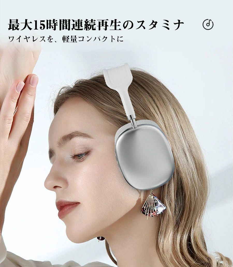 ワイヤレスヘッドホン ノイズキャンセリング Bluetooth ヘッドホン マイク付き ク...