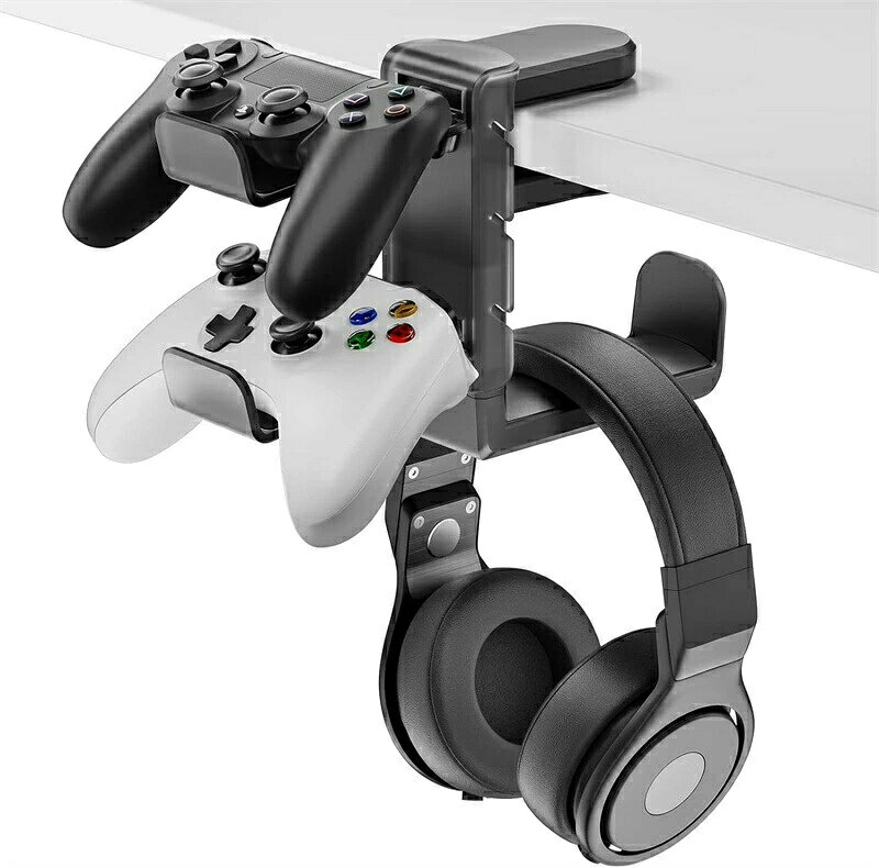 商品説明 商品仕様 【3台同時収納・省スペース】：ヘッドホン1台とコントローラー2台を同時に収納できる非常に便利なスタンドです。置き場所に困ることはなく、よく使うゲーム関連の物を一箇所に集中して収納でき、使う時も取りやすく、狭いデスク周りもスッキリ整理し、デスクスペースを有効活用でき、快適なゲーム時間を楽しめます。 【高品質素材・幅広く互換性】：高品質ABS素材を採用していて、コンパクト軽量で耐久性が抜群です。各フックの耐荷重は1kgのため、ほとんどのヘッドホン/コントローラーも収納できます。オフィス、ベッドルーム、玄関、ゲーミング部屋など様々な場所に設置できます。 【取り付け簡単・安定性抜群】：バネ式クランプで8~40mmまでのデスク天板に挟むだけでしっかり固定できます。コントローラーフックは嵌め部に合わせて押すだけ取り付けます。クランプとフックに滑り止めシリコンパッドが付いており、デスク/コントローラーを傷つけなく、落下防止でき安定性にも優れています。 【360度回転可能】：360度回転式なフックで、設置場所に合わせて向きを自由に調整でき、ヘッドホンやゲーミングヘッドセットを外向きして飾ったり、内向きして収納したりすることができます。フックはアーチ形でヘッドバンドにフィットしやすく、大事なヘッドホンを傷付けません。 【ケーブルすっきり整理】：フックの横側にケーブルクリップがあり、絡まりやすいケーブルや有線イヤホンなどをまとめてきれいに収納でき、ゲームのときにケーブルは脚や膝に干渉せず、床まで垂れ下がる心配もありません。 注意事項 サイズにつきましては平置き採寸となります。生地や個体差により1~2cmの誤差が生じる場合がございます。 PC環境や撮影状況などの違いにより実際のお色とは若干異なる場合がございます。 ※その旨ご考慮頂き、参考にして頂ければ幸いです。 在庫・発送について 発送について ●土日・祝日は休業日とさせて頂いております。 ●弊店は発送時間の指定を承っておりませんので、ご了承ください。 在庫について ●商品によっては、弊社運営の多店舗と在庫を共有しているものがございます。 ●ご注文頂くタイミングによっては、ホームページ上で在庫がある商品も欠品になる場合がございます。 ●入荷待ち/突然に在庫切れの商品に関しましては、別途メールにてご連絡差し上げます。 ●ご了承の上ご注文下さいます様お願い申し上げます。 関連キーワード マッサージ枕 首マッサージャー マッサージクッション 解消グッズ ネックマッサージャー寝ながらマッサージ器 首こり 肩こり 頸椎安定 全身用 疲労解消 即納　親孝行　誕生日プレゼント　ギフト　家庭用　マッサージ枕 マッサージ 首・肩・腰・背中・太もも マッサージャー 小型 マッサージ機器 フット 足裏 癒しグッズ 疲労回復 首こり 肩こり解消 首こり解消 父の日 母の日 プレゼント 首筋ケア マッサージ器全身 頚椎症 8D知能マッサージ 神経痛、筋肉痛 温感 頚椎サポートまくら