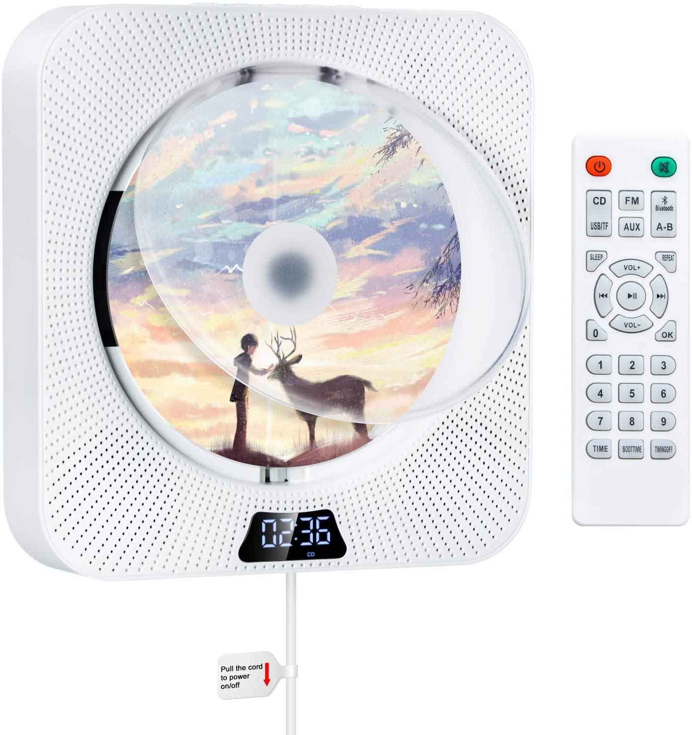 【ポイント 5倍UP !】CDプレーヤー 卓上＆壁掛け式 ポータブル 1台多役 2022年革新...