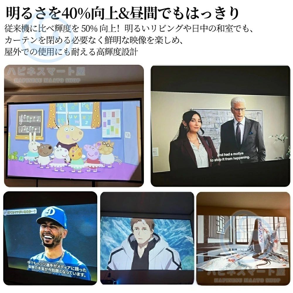 商品盛りだくさん楽天市場店の壁 自動台形補正 2年保証 小型 静音 5G/WiFi6 スマホ ホームシアター Bluetooth5.2 iPhone/Switch対応 Android搭載 4K対応 高輝｜アングル3