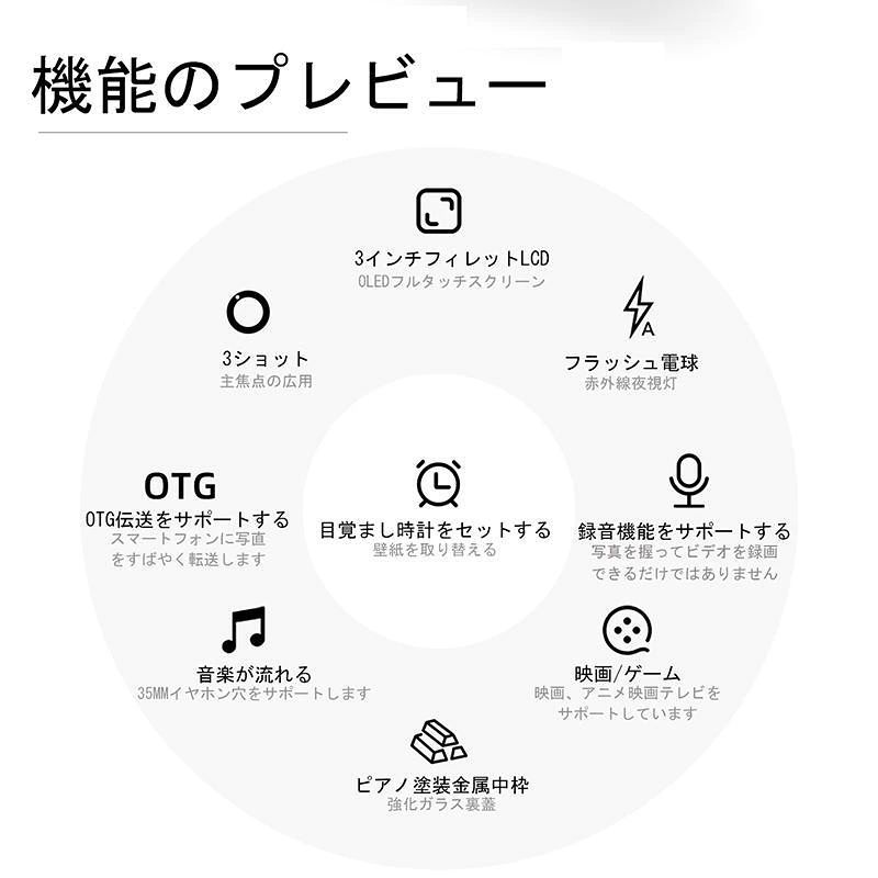 コンパクト 4K 6400万画素 16倍ズーム 小型 広角レンズ 望遠レンズ オートフォーカ...