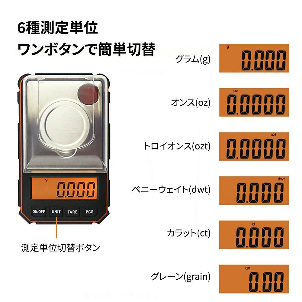 商品盛りだくさん楽天市場店の高精度電子天秤 0.001g〜50g デジタルスケール 風袋引き カウンティング 校正多機能 6種測定単位切替 自動電源オフ 見やすい液晶大画面 バックライト付き ポケットサイズ 日本語取扱説明書付き｜アングル3