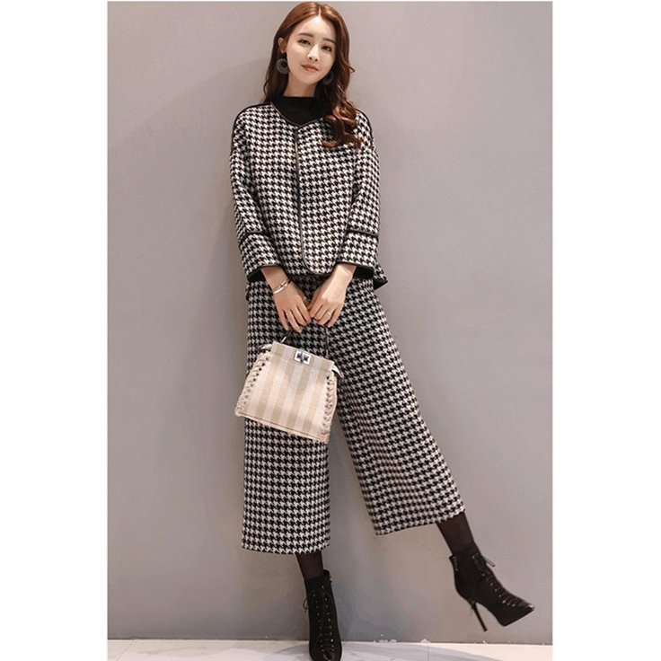 ガウチョパンツ ジャケット おしゃれ パンツスーツ フォーマル レディース 結婚式 ラシャ 千鳥格子柄 カッコいい セットアップ 入学式 卒業式 通勤 春 秋
