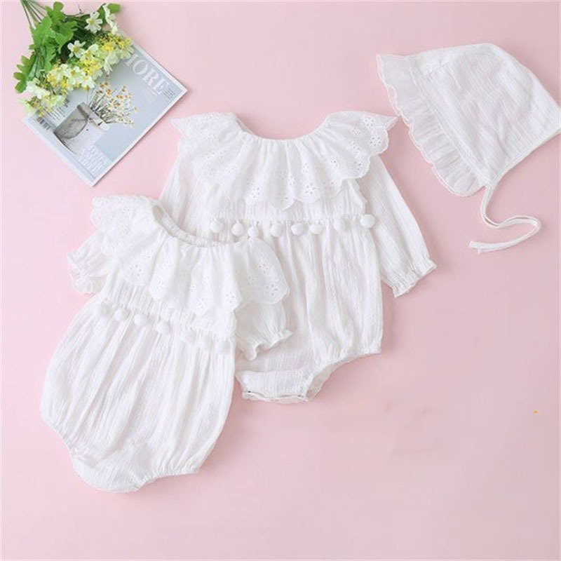 純綿 女の子 子供服 ロンパース 子供服 姉妹 長袖 ボディスーツ 新生児 夏着 赤ちゃん ロンパース 帽子..
