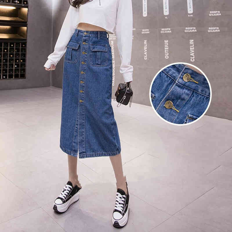 大きいサイズデニムスカート 通勤 ハイウエストデニムスカート 膝丈デニムスカート レディース おしゃれ デニムスカートタイトデニムスカート 春2021(4)