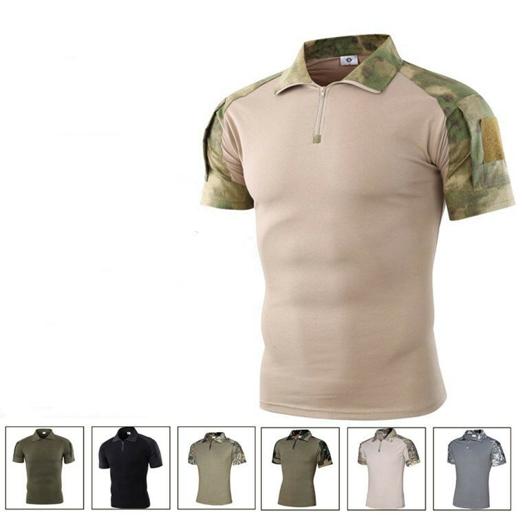 メンズ Tシャツ 半袖 メンズ 夏 米軍タイプ メンズ 迷彩 カモフラージュ 折り襟 トレンド おしゃれ 迷彩柄 サバイバルゲーム
