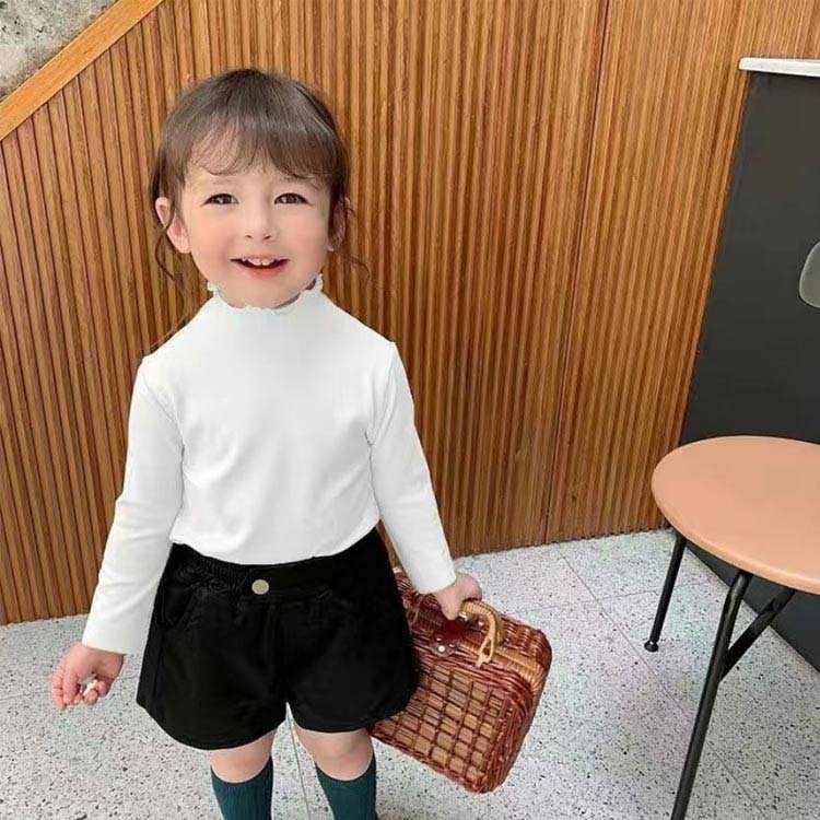 カットソー キッズ 長袖 ハイネック トップス 2枚セット フリル 女の子 子供服 こども服 子ども服 プチプラ 無地 秋 冬 春 90 100cm 110cm 120cm 130cm 140cm 150cm 160cm 通園 通学 プレゼント 送料無料