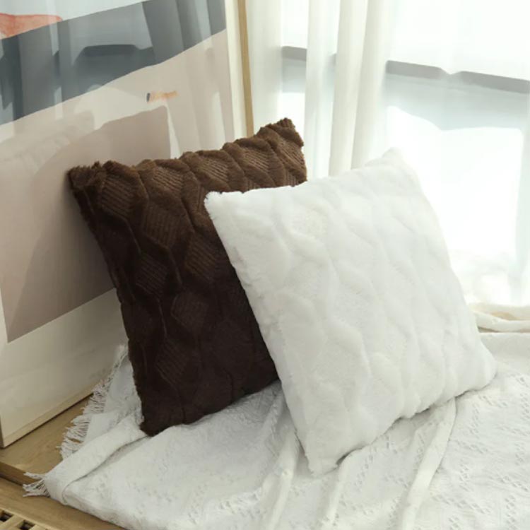 45x45cm クッションカバー 送料無料 北欧 おしゃれ 無地 シンプル ボア ふわふわ 洗える ベッド 白 ホワイト ピンク グレー インテリア雑貨 北欧 在宅勤務 柔らかい 座布団 もこもこ [2]