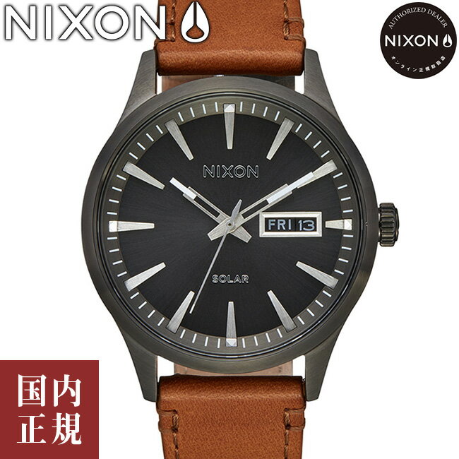 ニクソン 腕時計（メンズ） 【SALE】NIXON ニクソン 腕時計 メンズ セントリーソーラーレザー ガンメタル A1347131-00 安心の国内正規品 代引手数料無料 送料無料 あす楽 即納可能